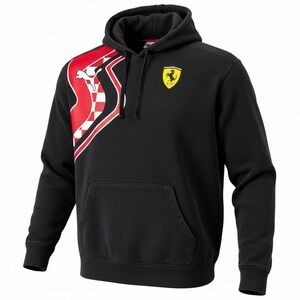 Puma Hoodie Ferarri Scuderia Racing Black Long Sleeve Kangaroo Mens XL